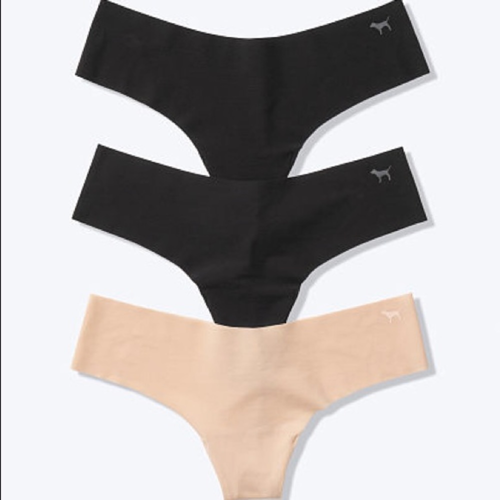 Victoria’s Secret PINK No Show Thong Panty 3 Pack Medium NEW